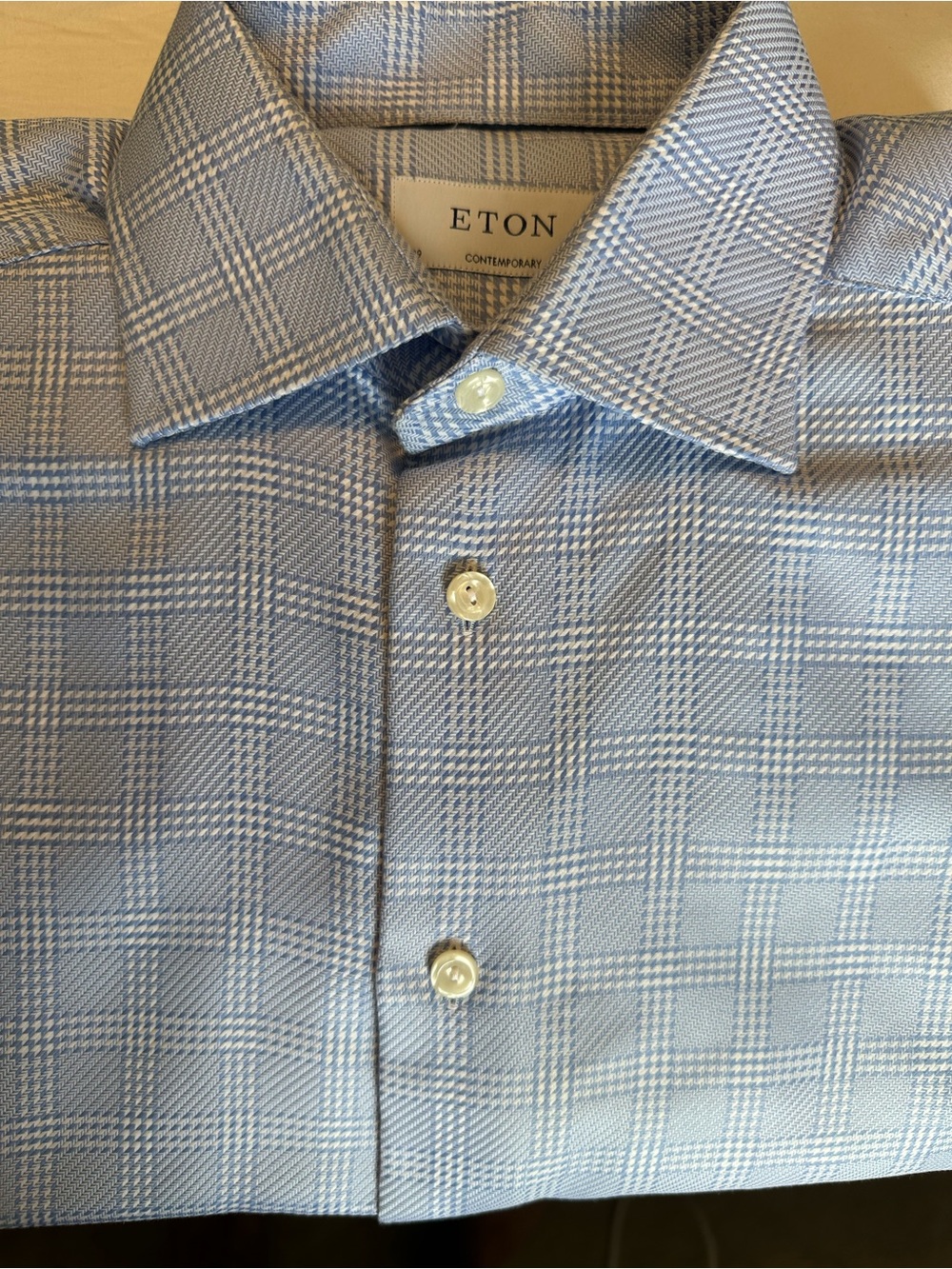 Eton Light Blue Plaid Dress Shirt